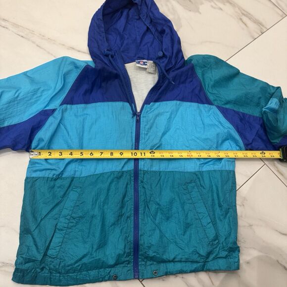 Vtg 90s Pro Spirit Colorblock Windbreaker Jacket S Teal Blue Gorpcore Vaporwave - Picture 4 of 12